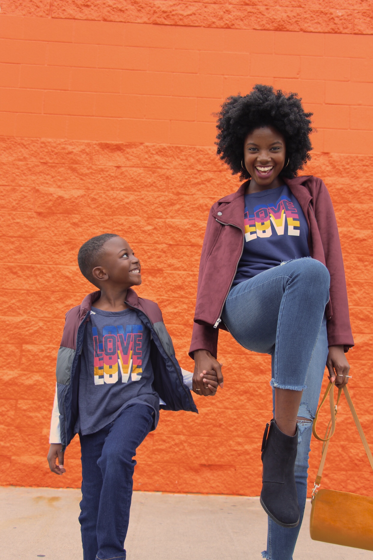 twinning, mini me looks for mothers and sons, mini me looks for boy moms, natural hair, afro extensions, long natural hair, Brandy Gueary, Authentically B, family fashion, fall fashion