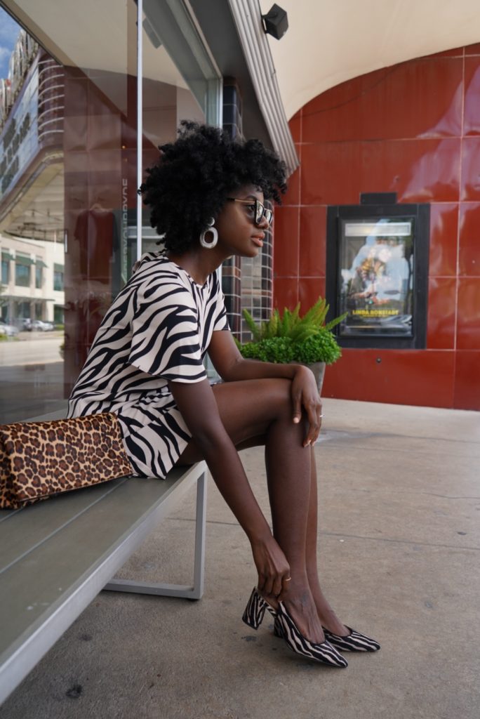 fall trends, zebra print, ann taylor, river oaks shopping center, black bloggers, natural hair, high fashion natural hair, houston blogger, Authentically B, Color Bee, Brandy Gueary, 4b natural have, 4c natural hair